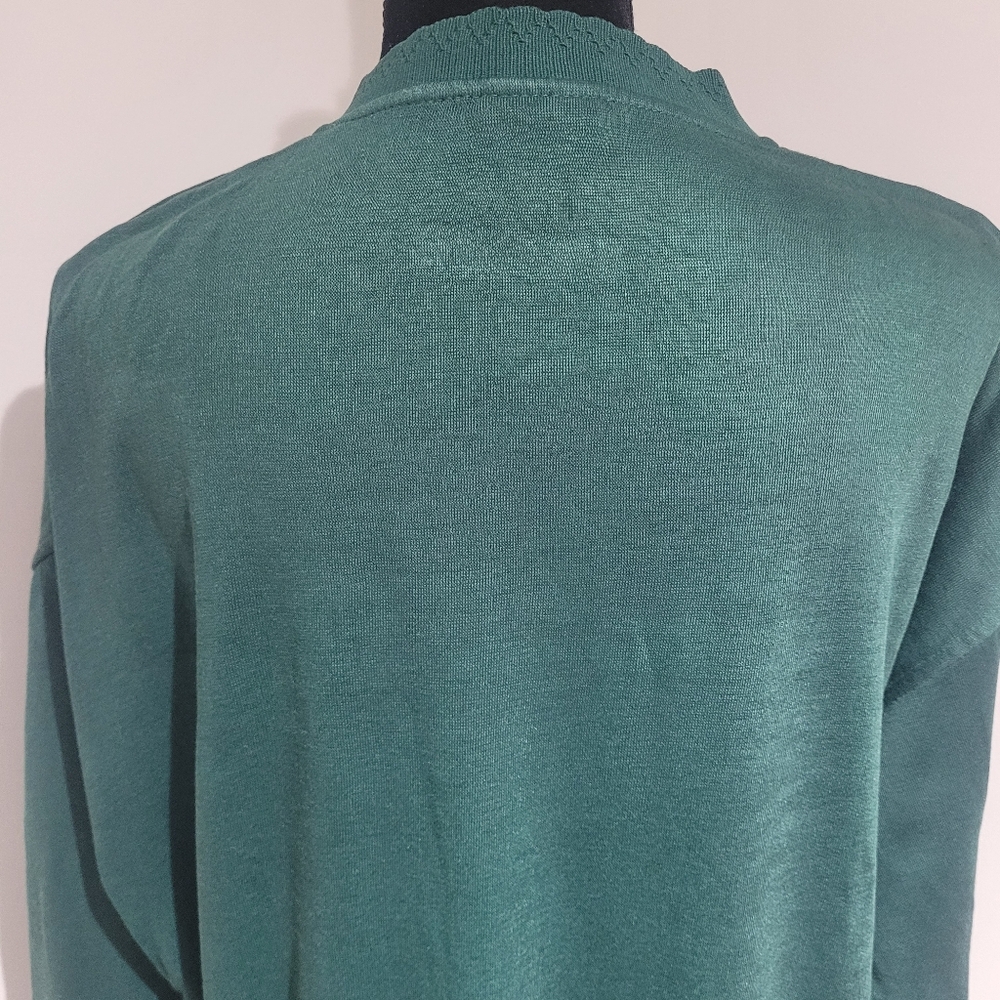 Lady Footlocker Women's 80's Vintage Floral Embroidered Cardigan Medium Green - Picture 7 of 10